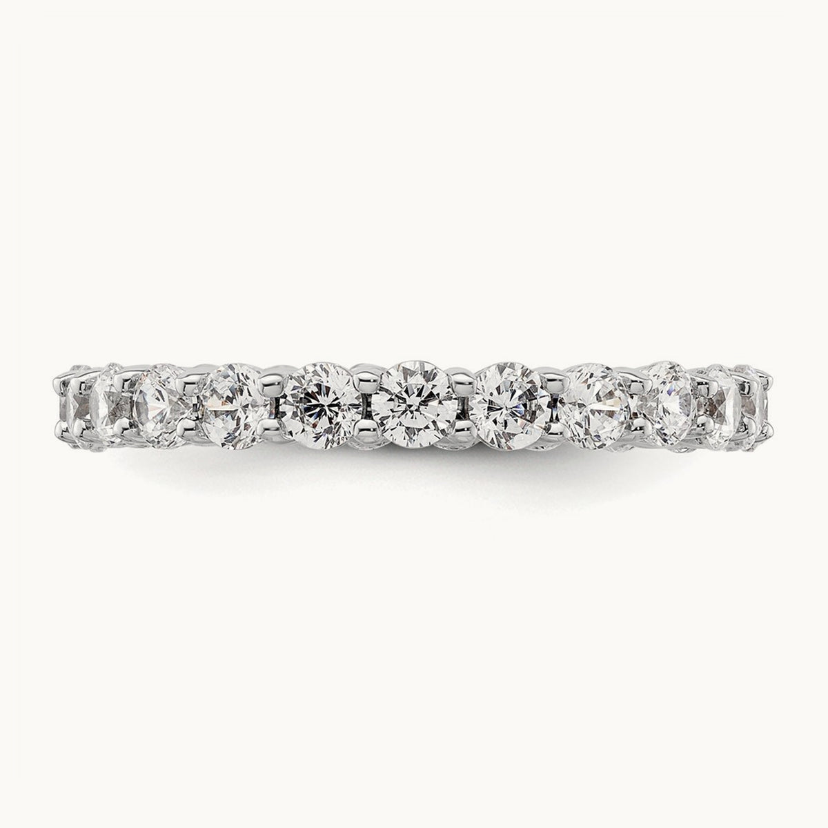 Polished Shared Prong Diamond Eternity Band — 14K White Gold, 2.07 ct, 9