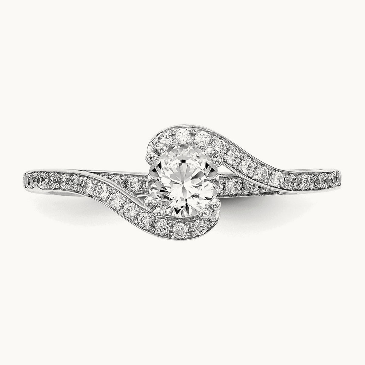 Round Semi-Mount Bypass Engagement Ring, 0.15 ct tw — 14K White Gold