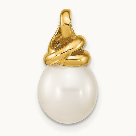 9- White Rice Freshwater Cultured Pearl Pendant, 14K