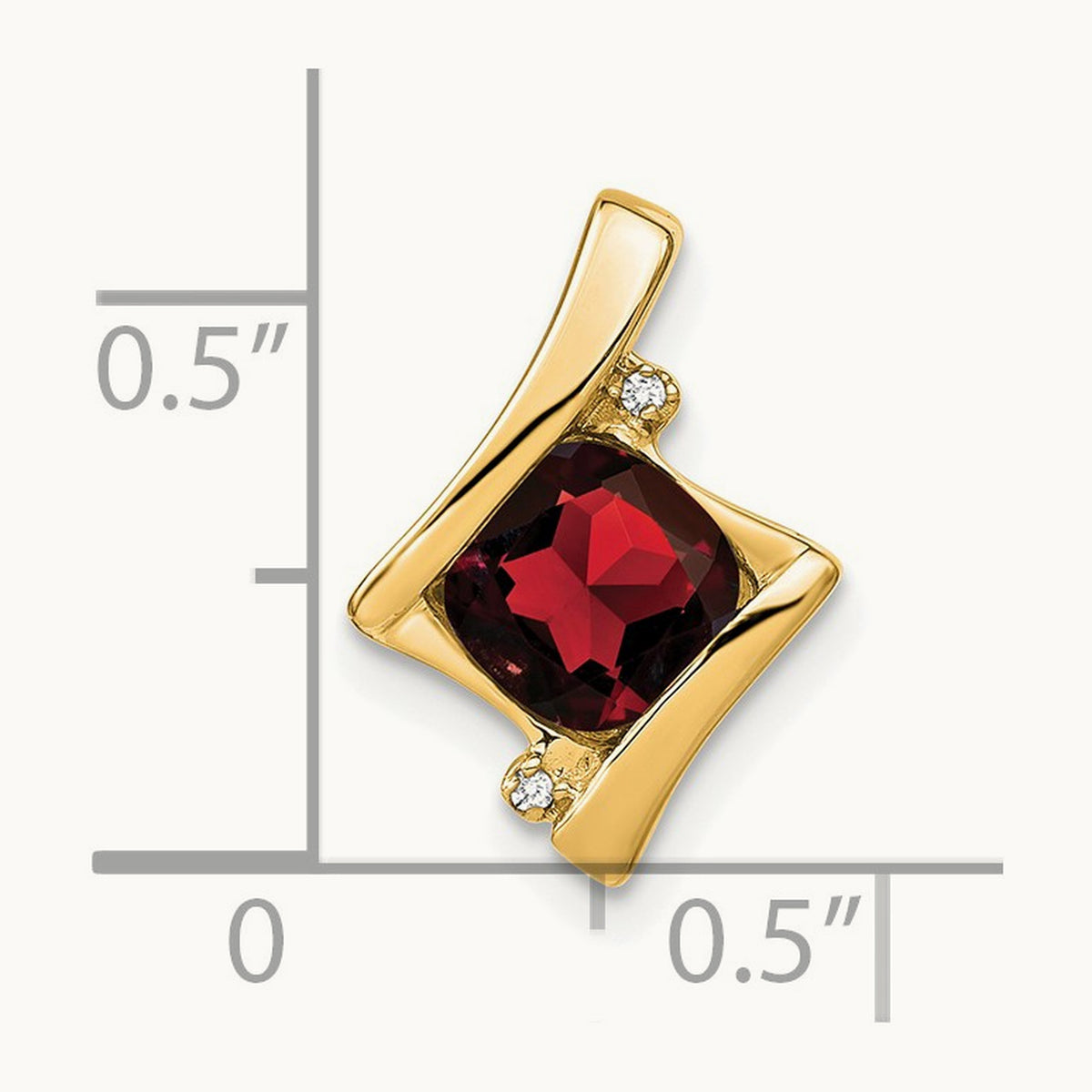 Garnet and Diamond Pendant — 14K Yellow Gold