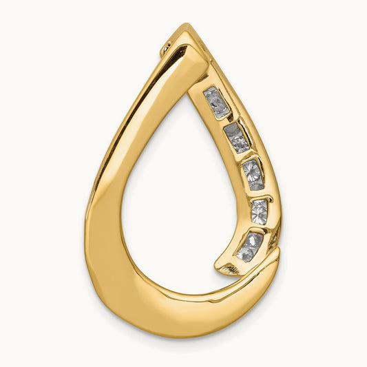 AA Diamond Teardrop Slide, 14K Two-tone