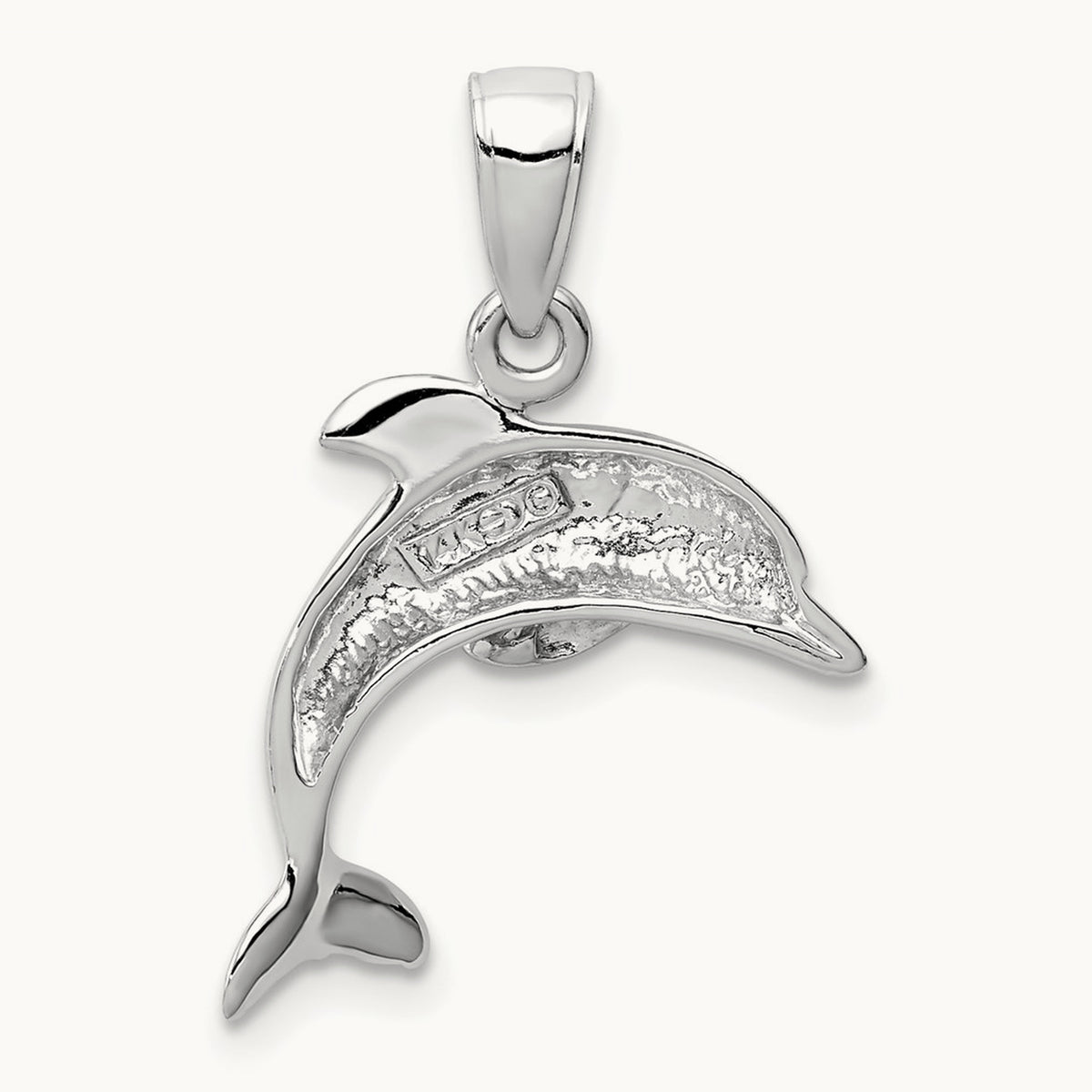 Jumping Dolphin Pendant — 14K White Gold, 16.2mm