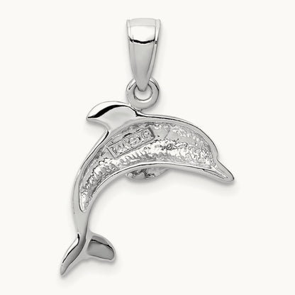 Jumping Dolphin Pendant — 14K White Gold, 16.2mm