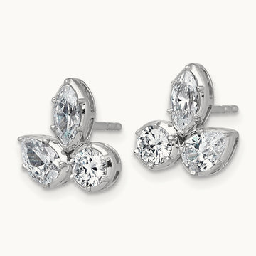 Pear Round & Marquise 3 Stone Earrings, 2.00 ct tw Lab-Grown Diamond
