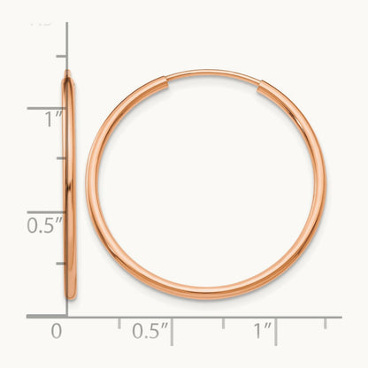Polished Endless Tube Hoop Earrings, 1.50mm, 14K Rose Gold