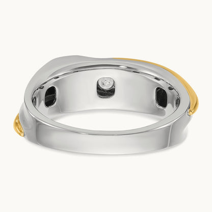 14ktt IBGoodman Men's Polished and Grooved 5-Stone Diamond Ring