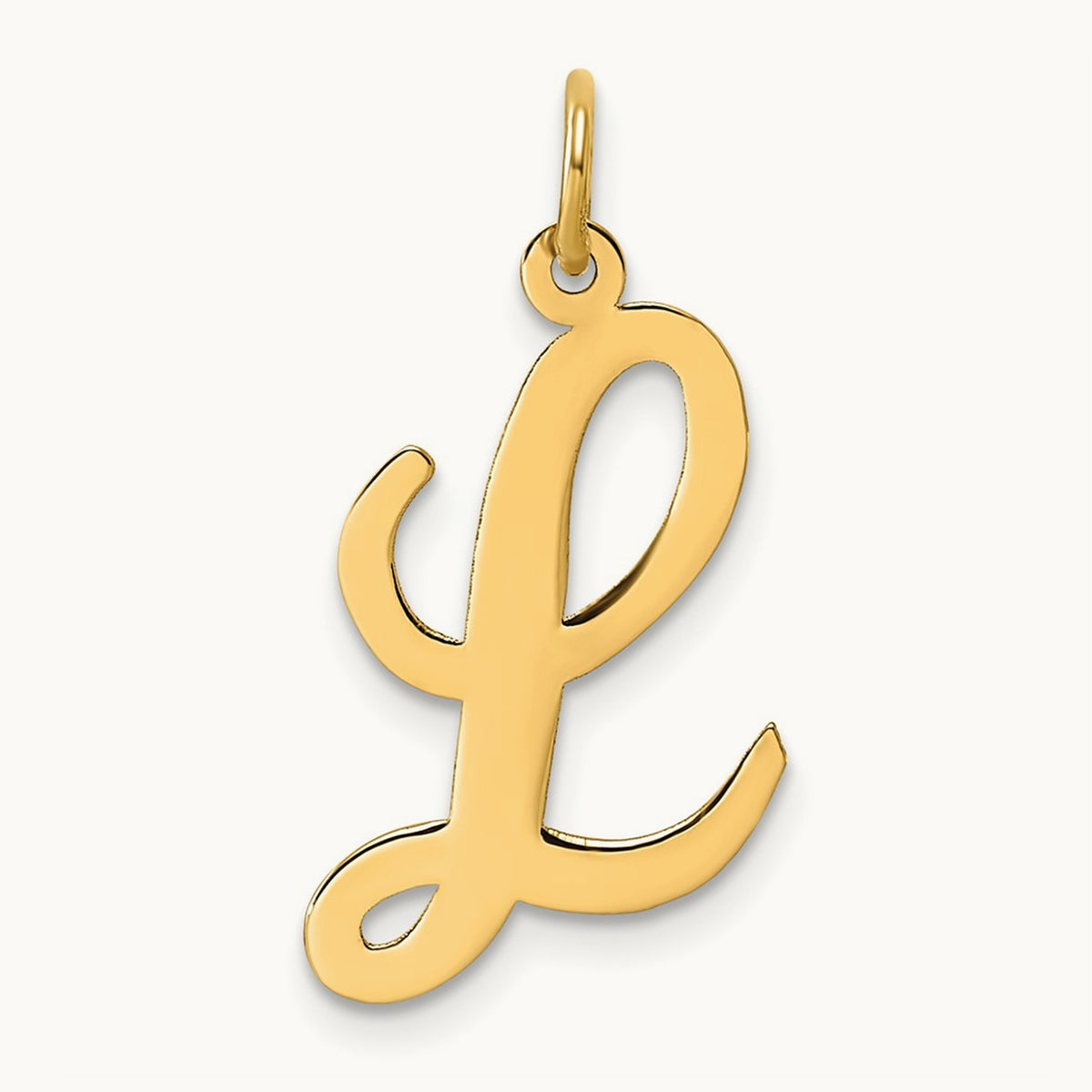 Large Script Initial Charm — 14K Yellow Gold, L