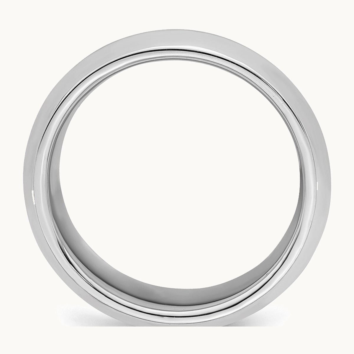 Sterling Silver Rhodium-plated 8mm Bevel Edge Band