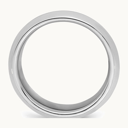 Sterling Silver Rhodium-plated 8mm Bevel Edge Band