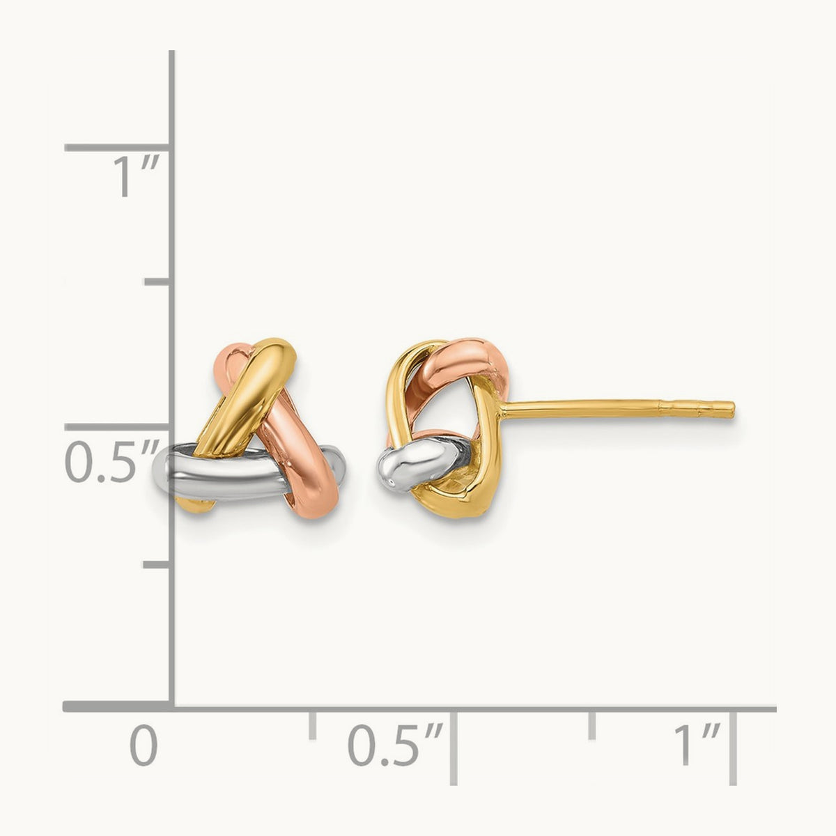 Tri-color Polished Love Knot Post Earrings, 14K — Leslie's