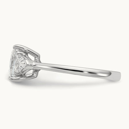 1/2ct Lab Grown Dia VS/SI+ G+ Trillion/2ct Princess Semi Eng Ring, 14K White Gold