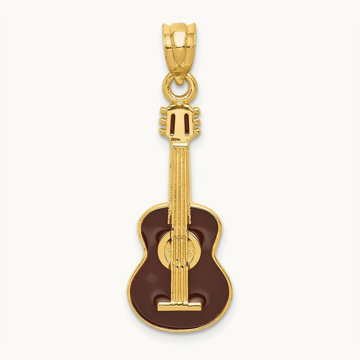 Enameled Guitar Pendant, 14K