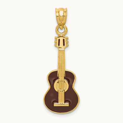 Enameled Guitar Pendant, 14K