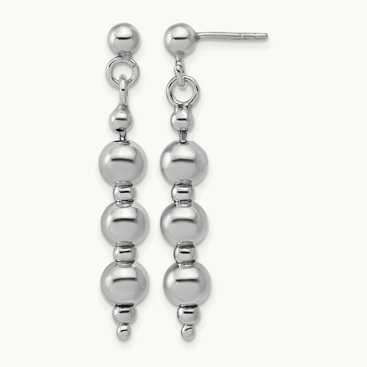 Rhodium-Plated Ball Dangle Post Earrings, Sterling Silver — Leslie's