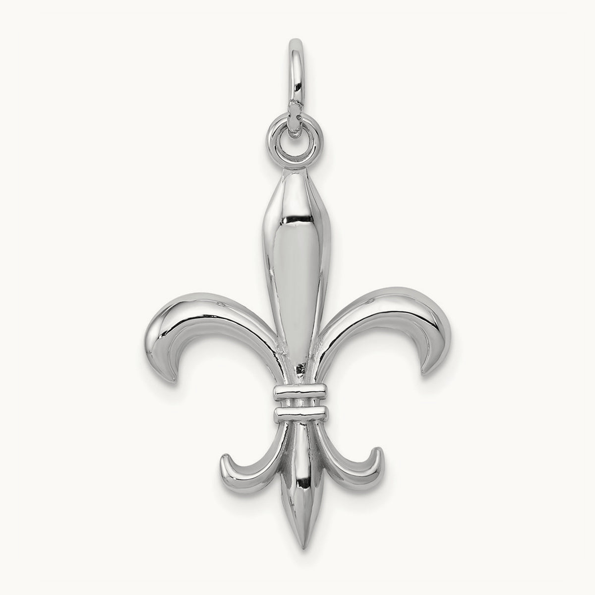 Hollow Fleur De Lis Charm — 14K White Gold