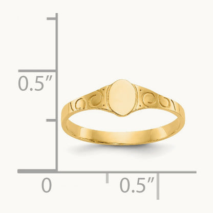 Polished Oval Baby Signet Ring, 14K