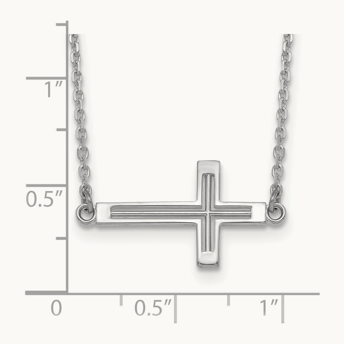 Sideways Cut-out Cross Necklace — 14K White Gold