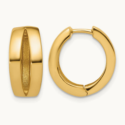 Polished Fancy Tapered Hinged Round Hoop Earrings, 14K — Leslie's
