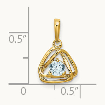 Aquamarine Triangle Pendant — 14K Yellow Gold