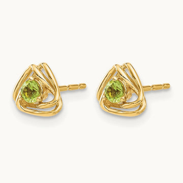 Peridot Post Earrings — 14K Yellow Gold
