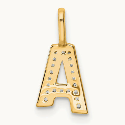Diamond Letter A Initial Pendant, 14K Gold