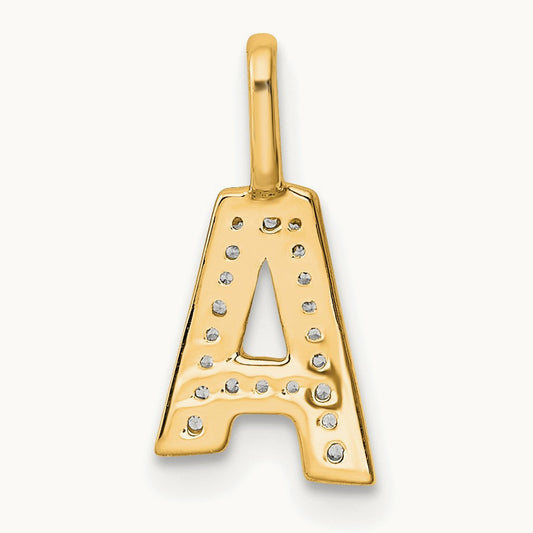 Diamond Letter A Initial Pendant, 14K Gold