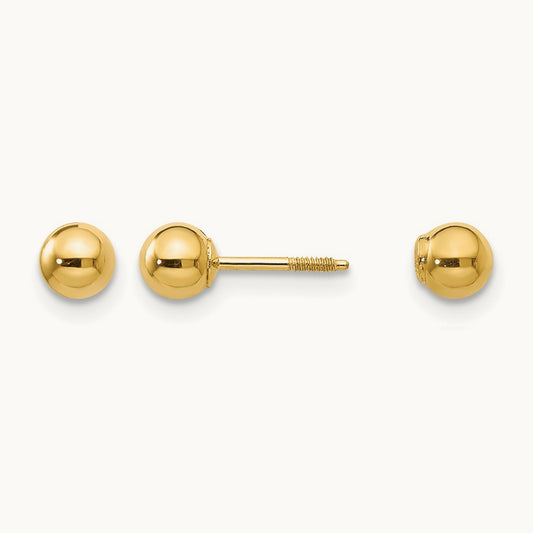 Madi K Polished Reversible Ball Earrings, 4mm, 14K