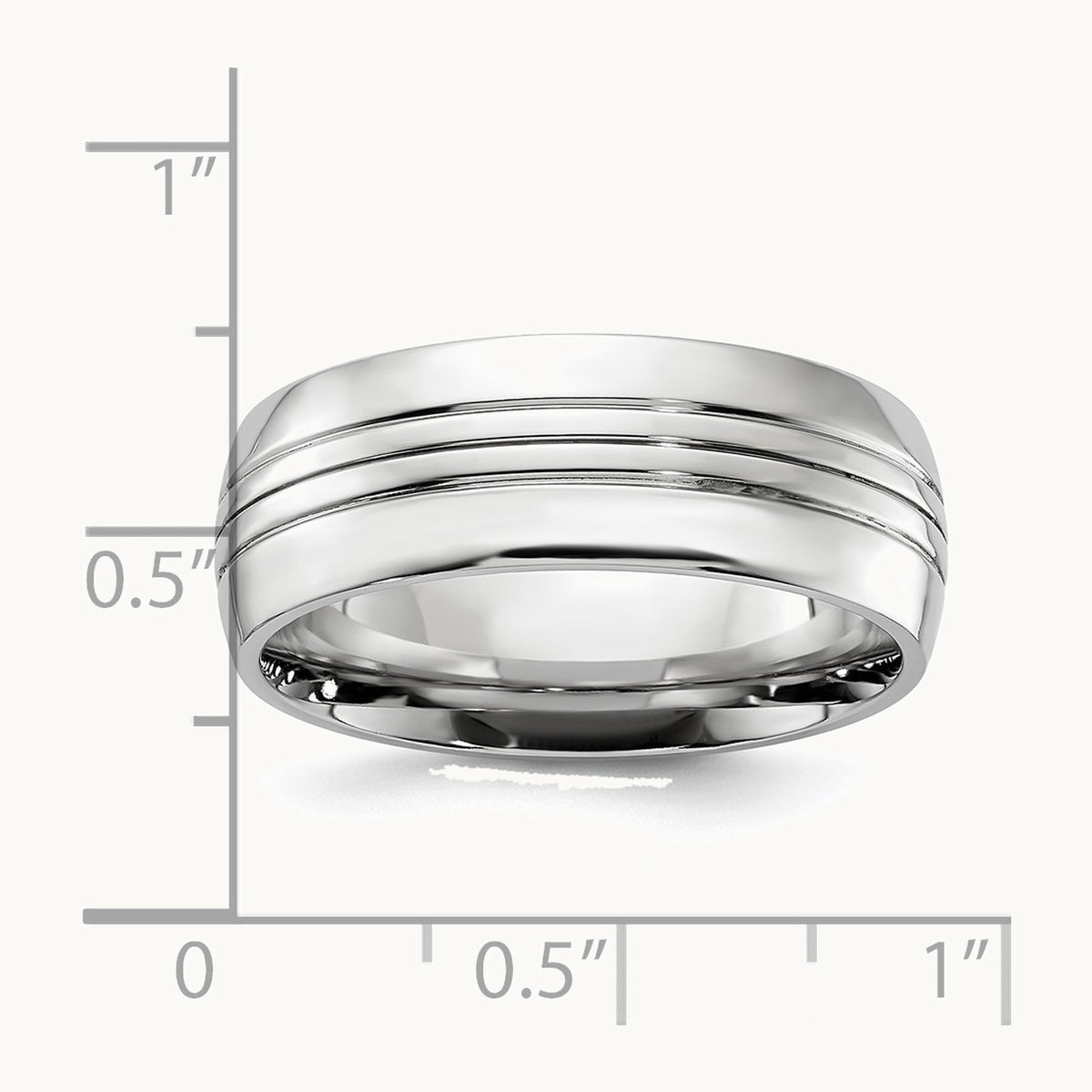 Chisel Cobalt Polished Grooved 8mm Band