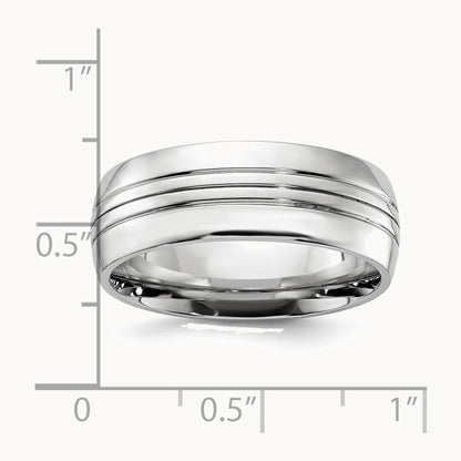 Chisel Cobalt Polished Grooved 8mm Band