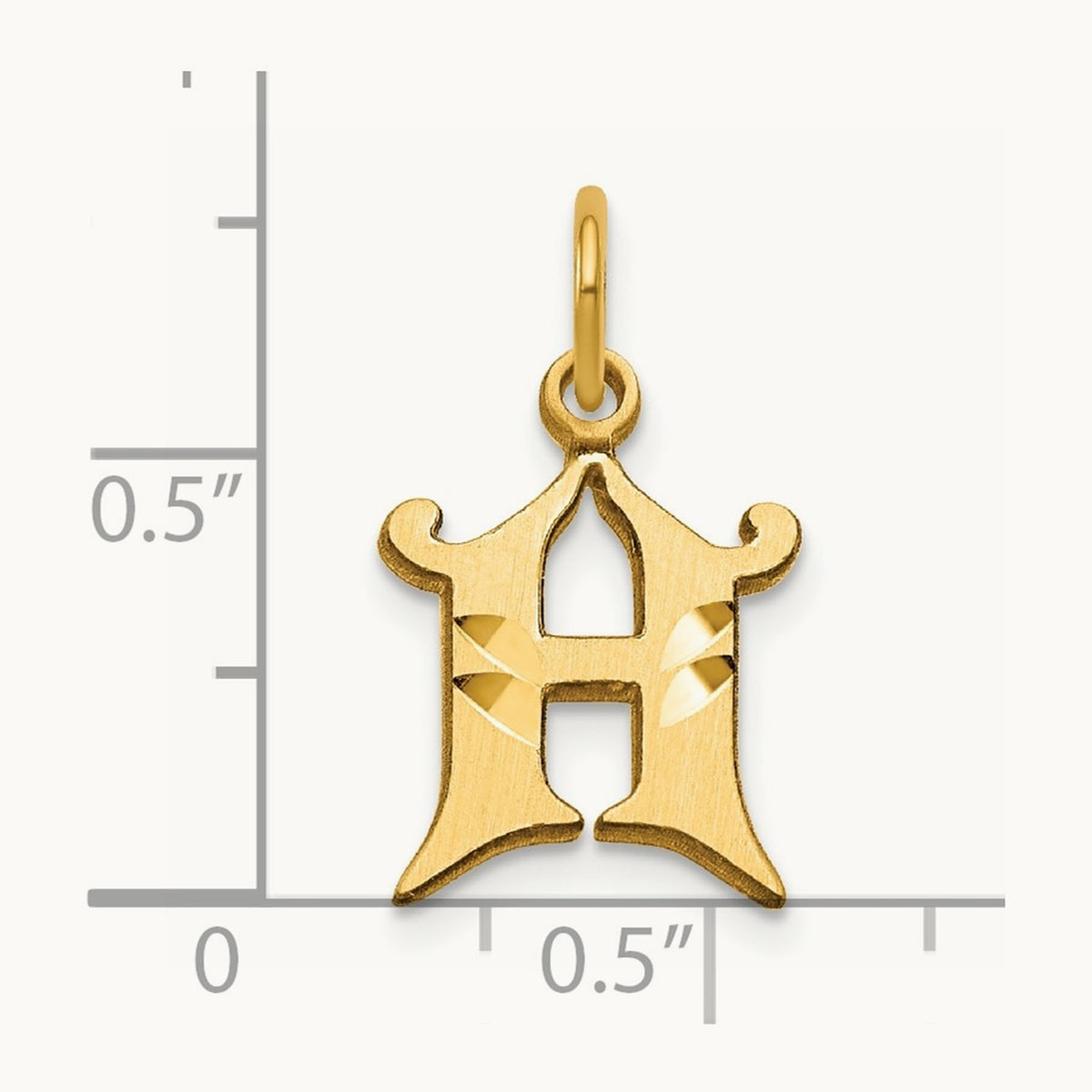 Diamond-cut Initial Charm — 14K Yellow Gold, H