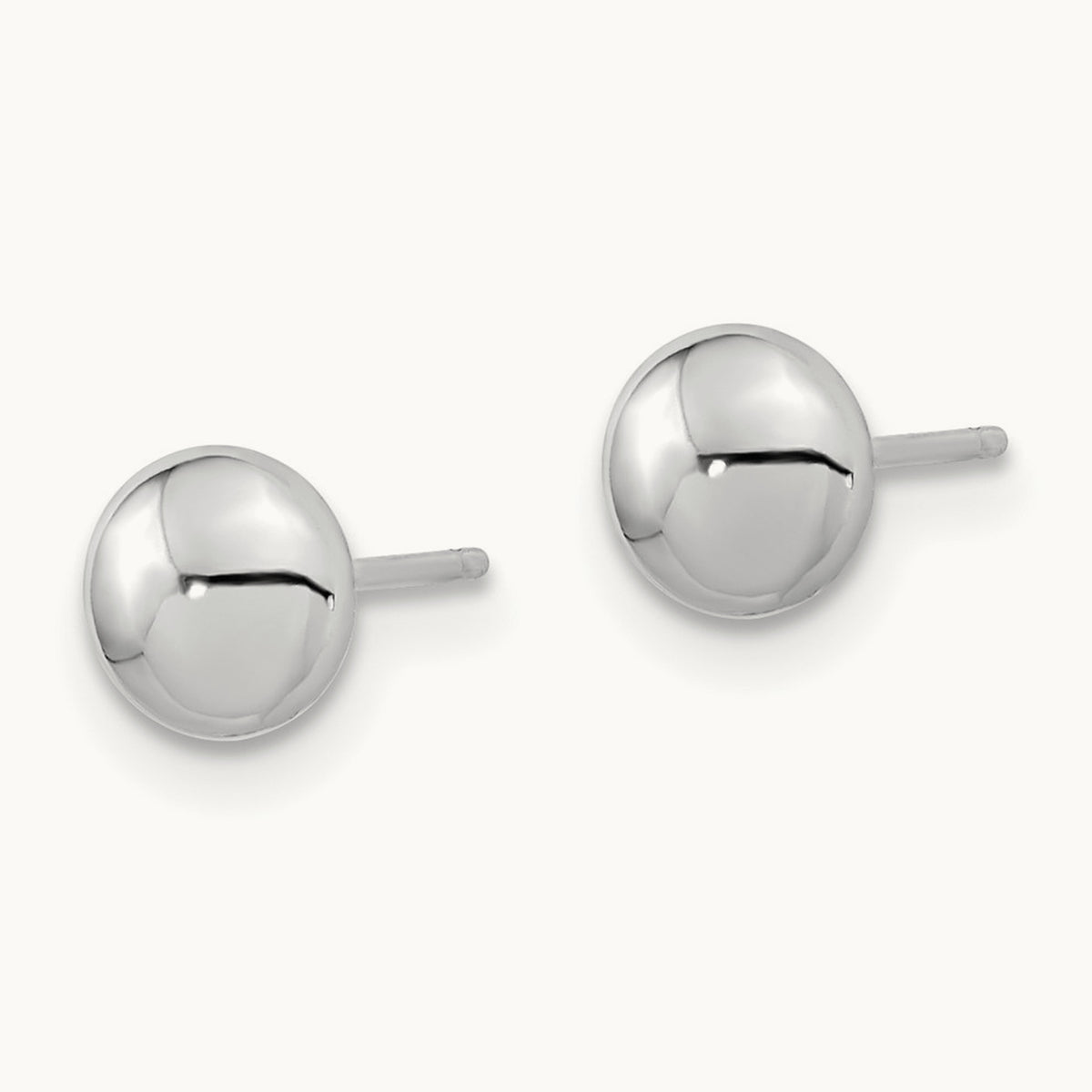 Polished Button Post Earrings — 14K White Gold, 5.5mm