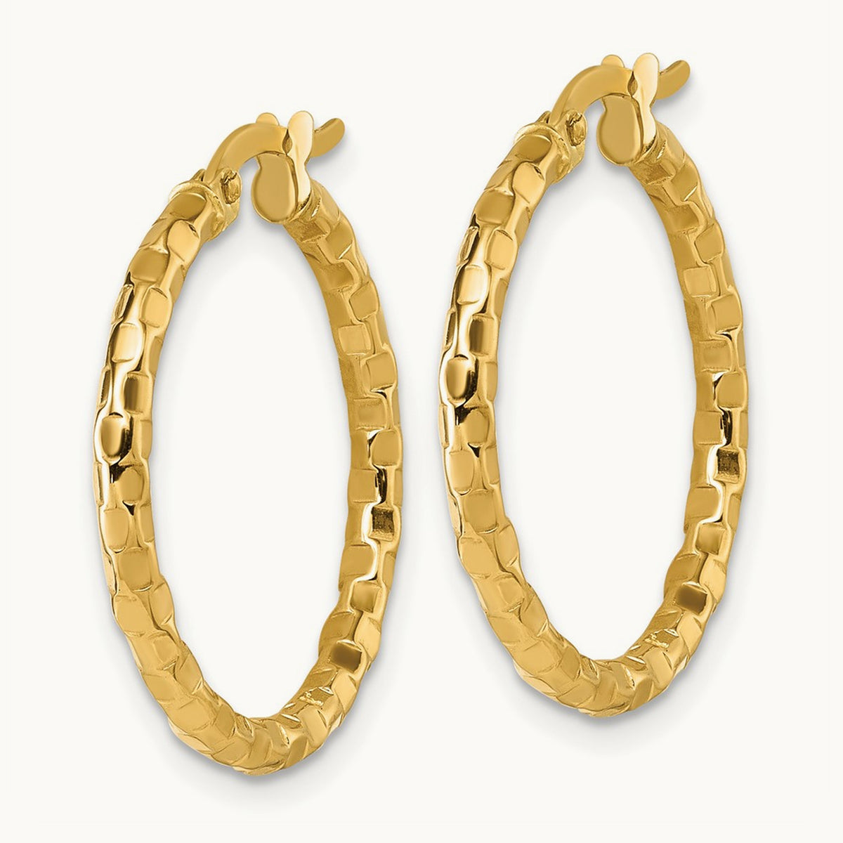 Polished Textured Hoop Earrings — 24mm