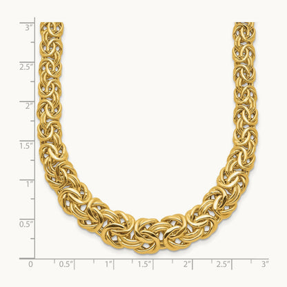 Fancy Graduated 7- Flat Byzantine Necklace, 12mm, 14K