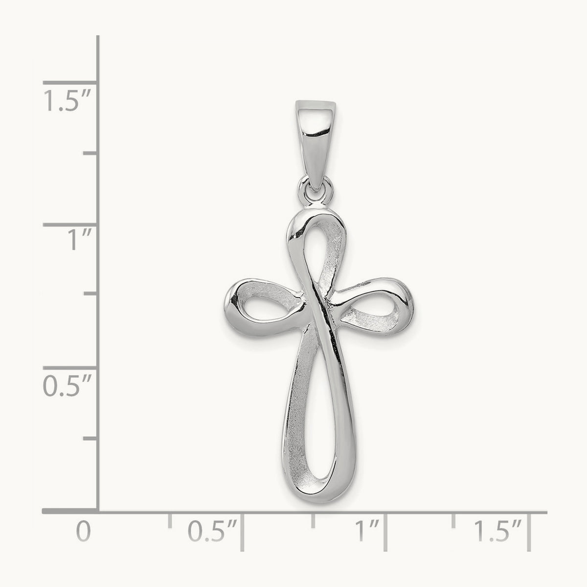 Polished Cross Pendant — 14K White Gold