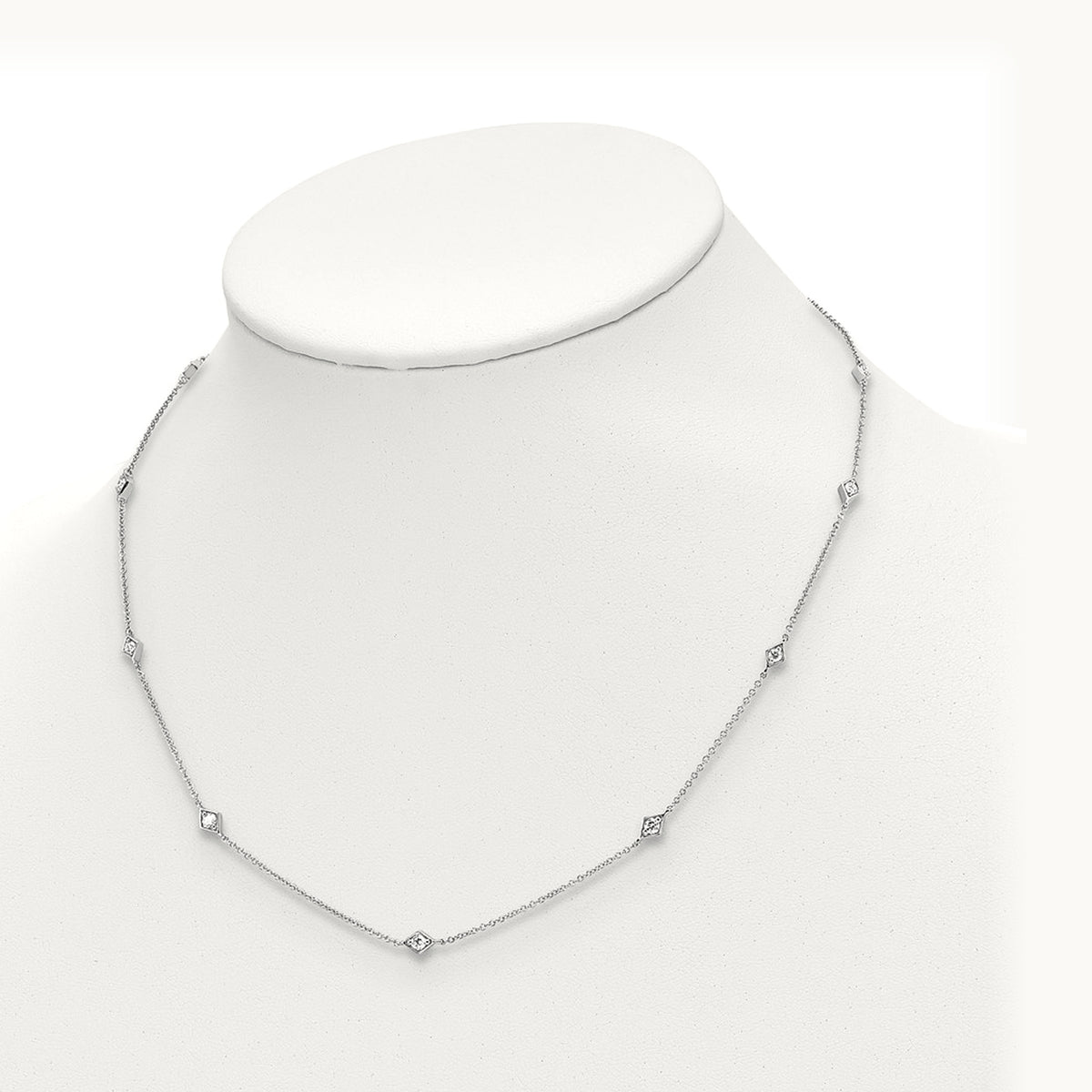 Diamond Multi Station Necklace — 14K White Gold