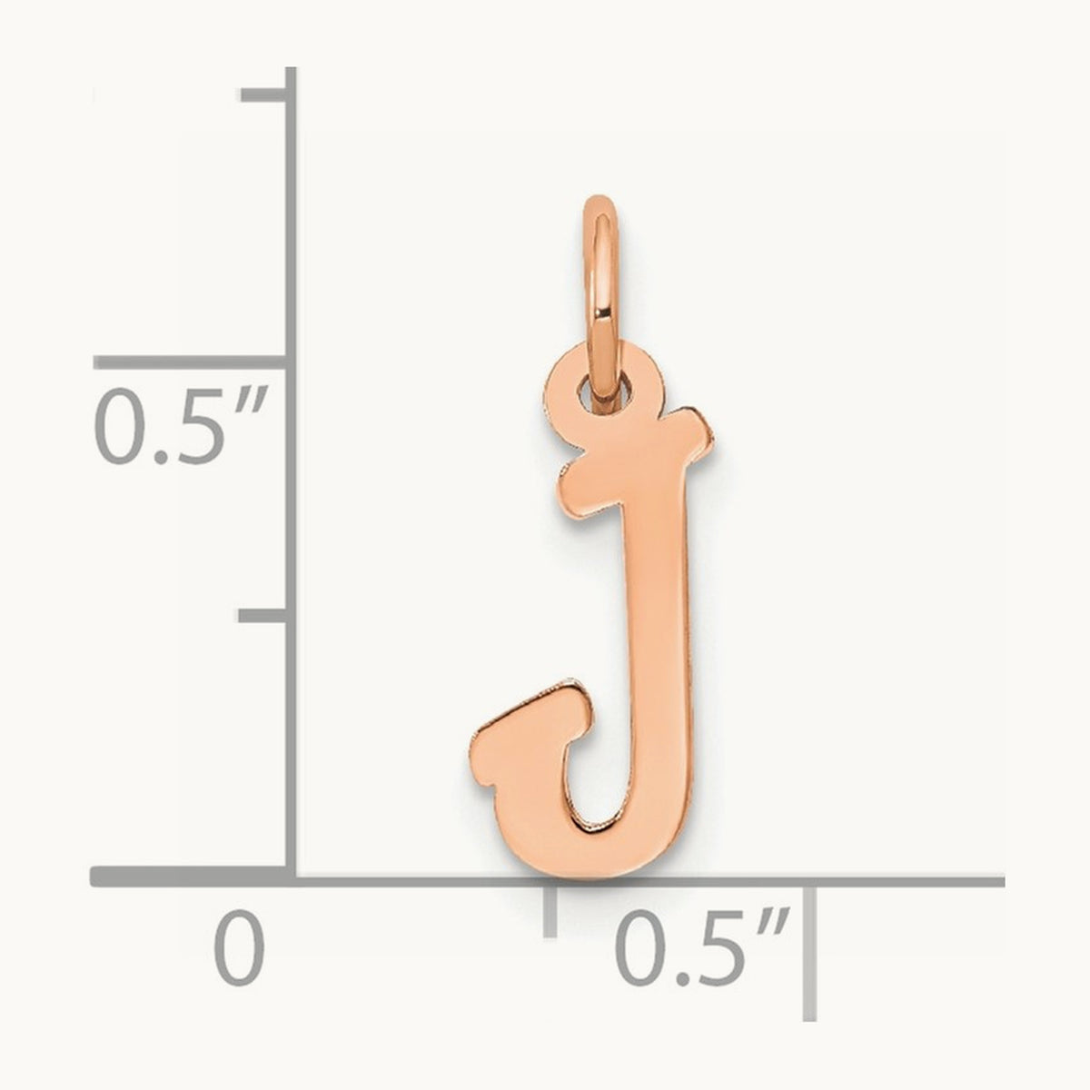 Small Script Letter J Initial Charm, 14K Rose Gold