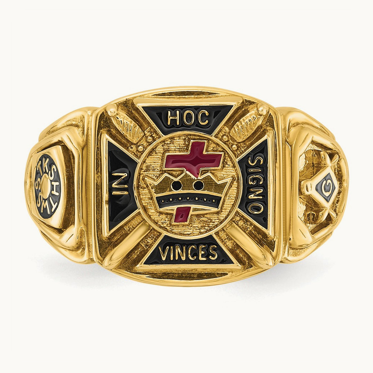 IBGoodman Men's Textured w/ Enamel Knights Templar Masonic Ring, 14K
