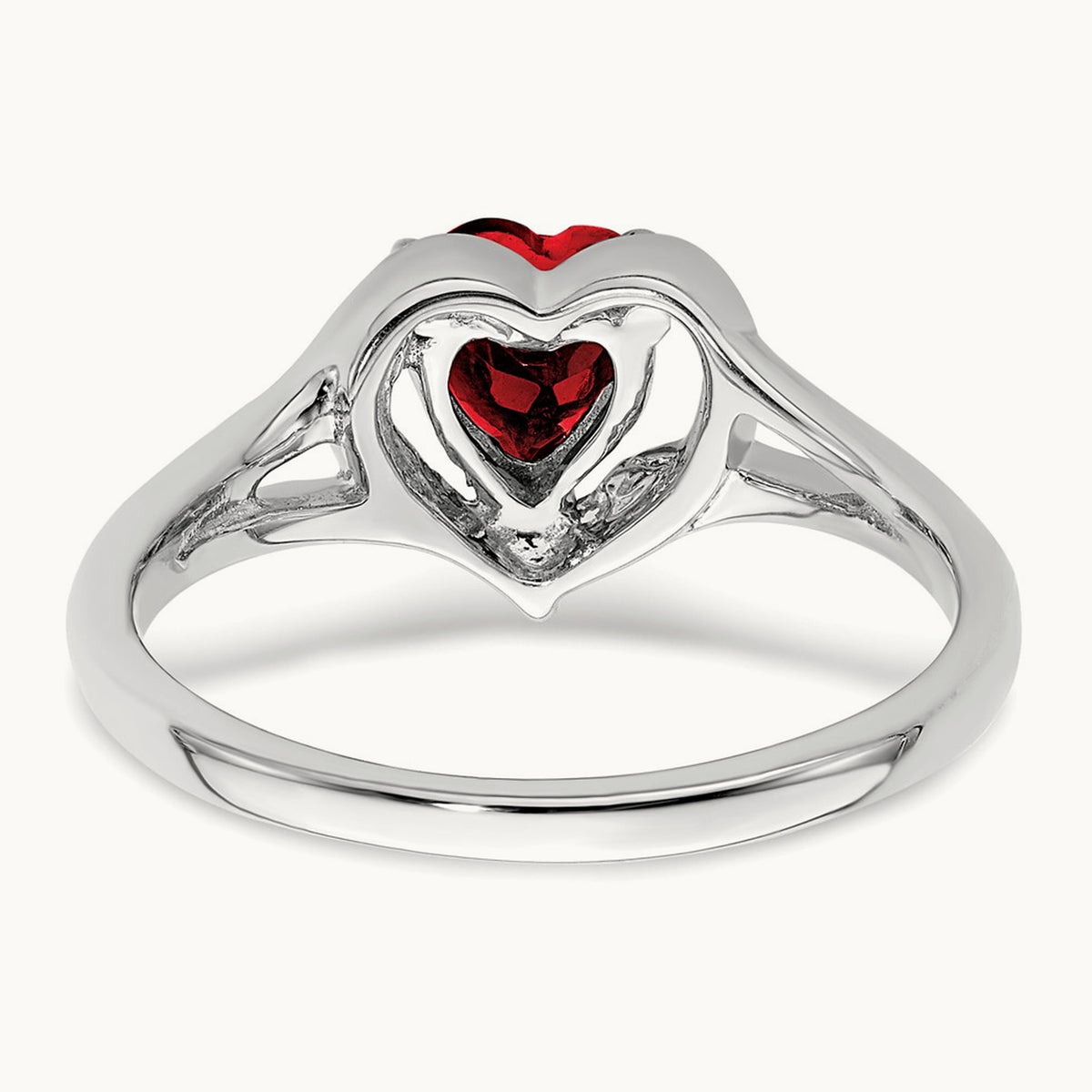 Created Ruby and Diamond Heart Ring, 14K White Gold