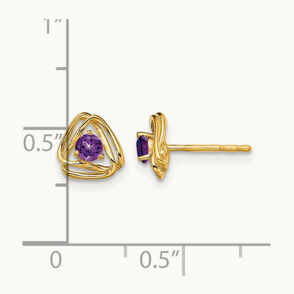 Amethyst Post Earrings — 14K Yellow Gold