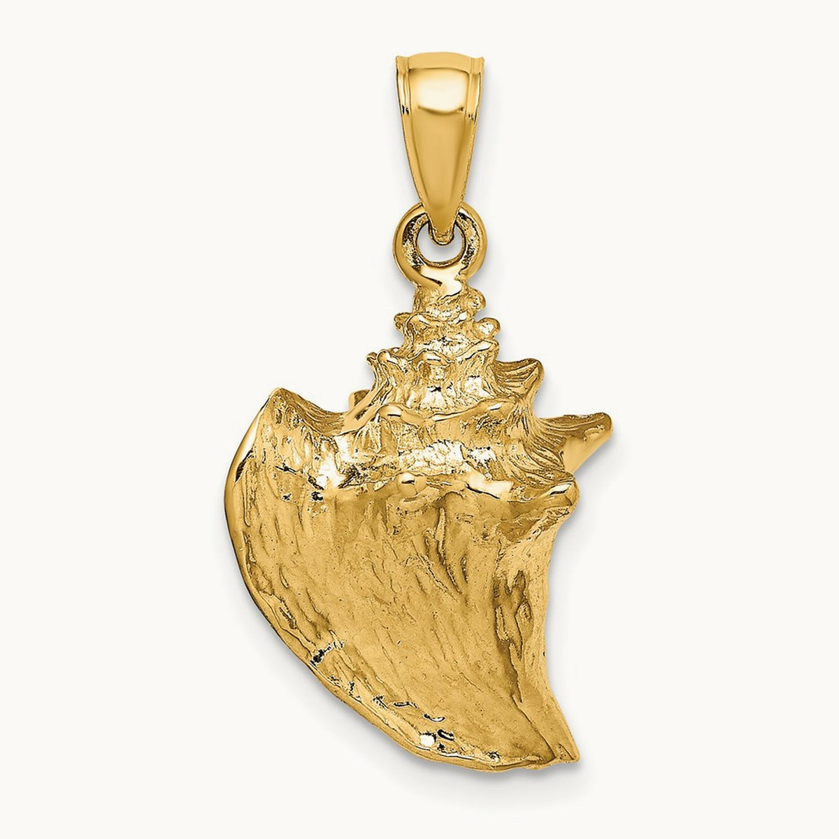 3-D Conch Shell Charm — 14K Yellow Gold, 26mm