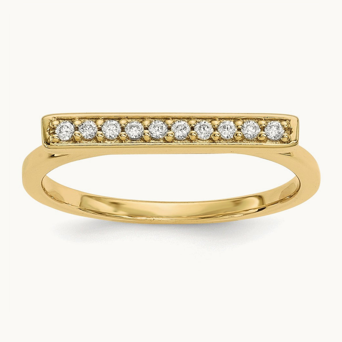 Diamond Bar Ring — 14K Yellow Gold