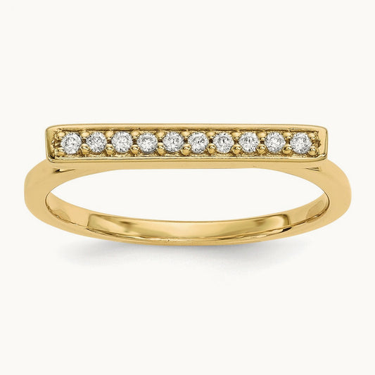 Diamond Bar Ring — 14K Yellow Gold
