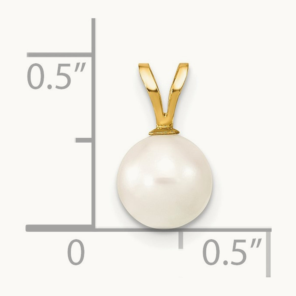 7- Round White Saltwater Akoya Cultured Pearl Pendant, 8mm, 14K Gold