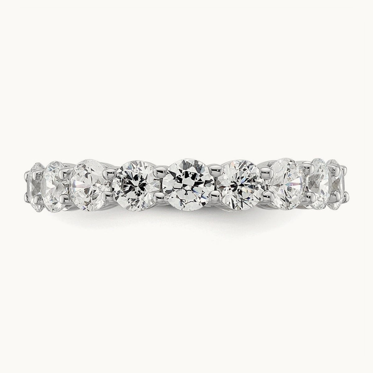 Polished Shared Prong 3ct Diamond Eternity Band, 14K Gold in 14K White Gold
