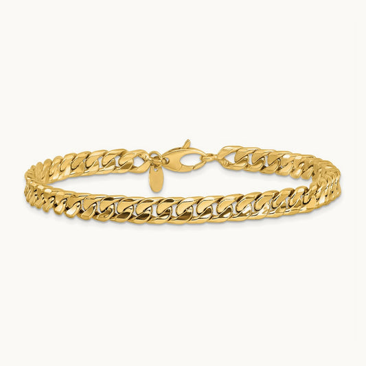 Polished Fancy 8.5in Bracelet, 14K