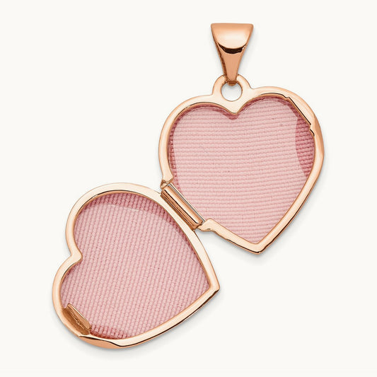 Reversible Heart Locket, 15mm, 14K Rose Gold