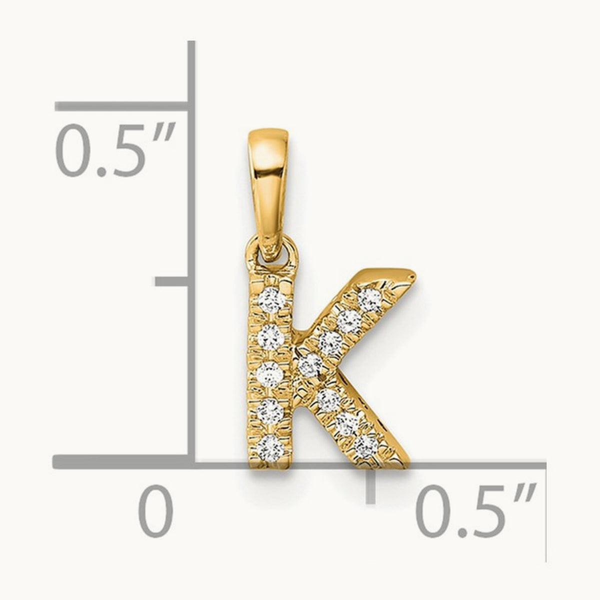 Diamond Initial with Bail Pendant — 14K Yellow Gold, K