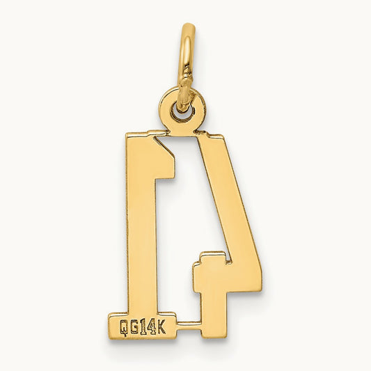 Small Elongated Number 41 Charm, 14K