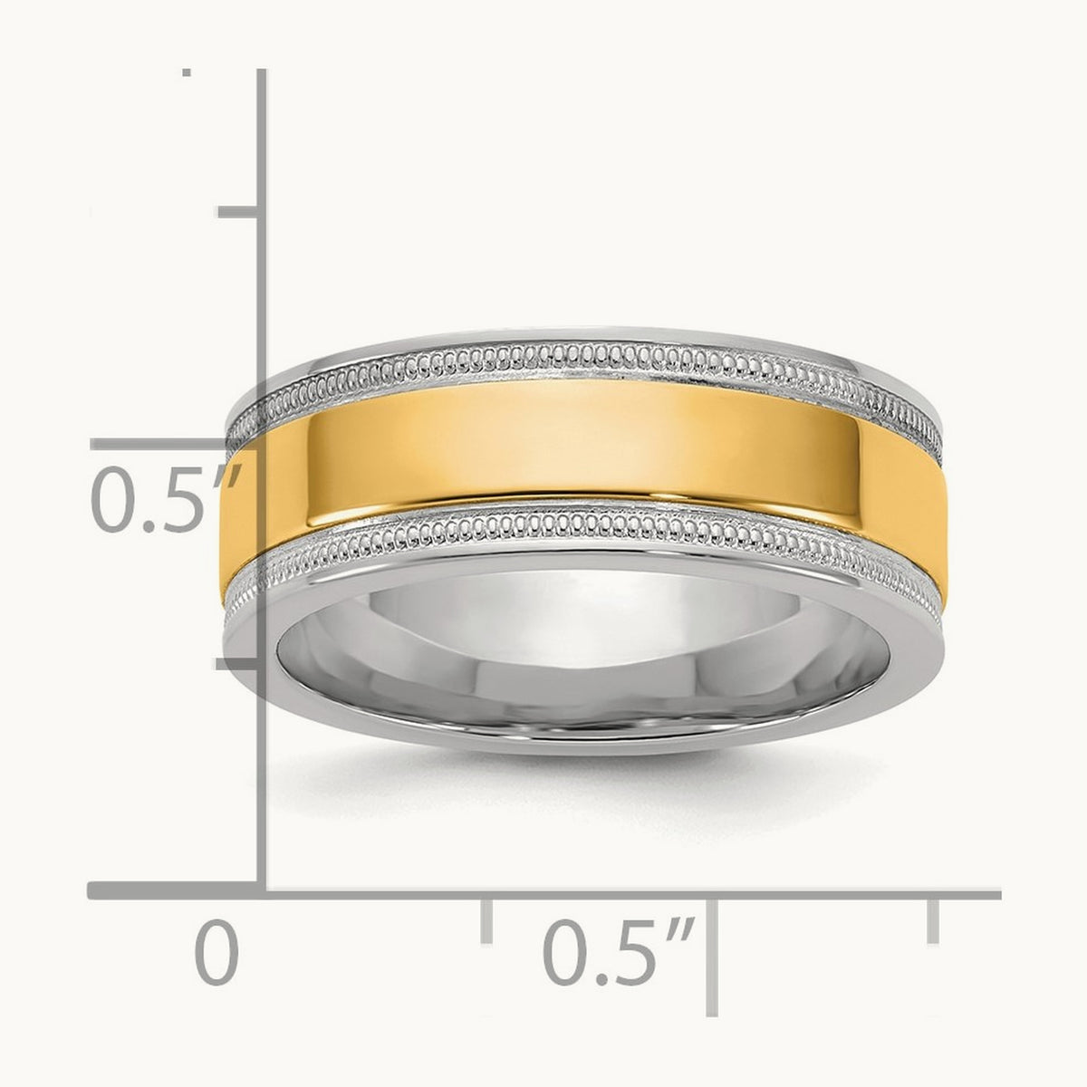 W/Y Milgrain Wedding Band, 7mm, 14K Two-tone