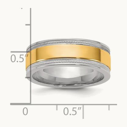 W/Y Milgrain Wedding Band, 7mm, 14K Two-tone